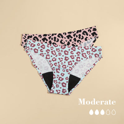 Women Menstrual Underwear Seamless Bikini Panties Leopard